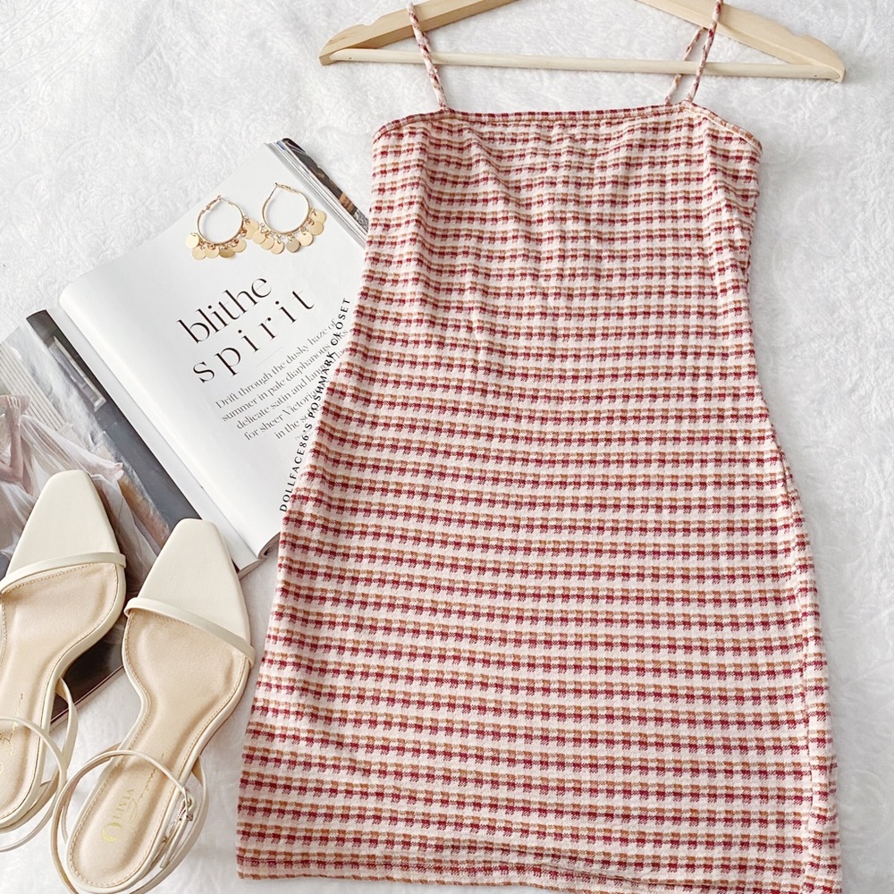 Vintage Print Knit Mini Slip Dress